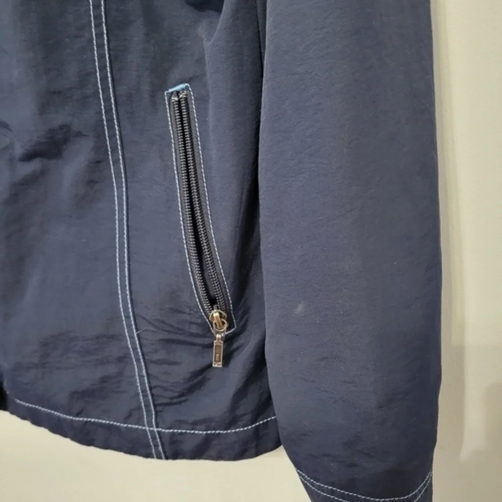 Eddie Bauer Women's Outdoor Jacket Size M Navy‎ Blue Hooded Hiking Rain Coat